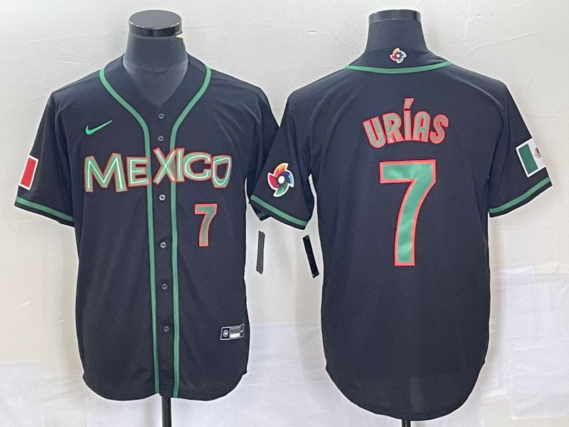 Men 2023 World Cub Mexico 7 Urias Black green Nike MLB Jersey5